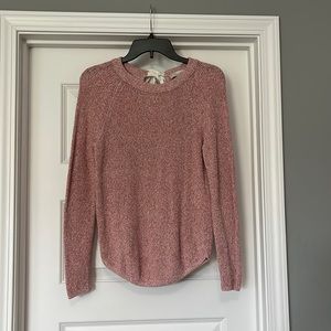 Loft Pink Sweater Bow Tie Neck S Small